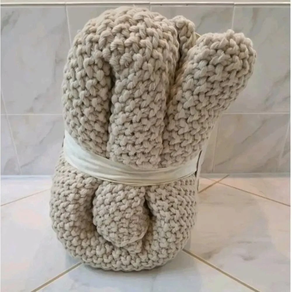 Full/Queen Chunky Knit Blanket Natural-Casaluna